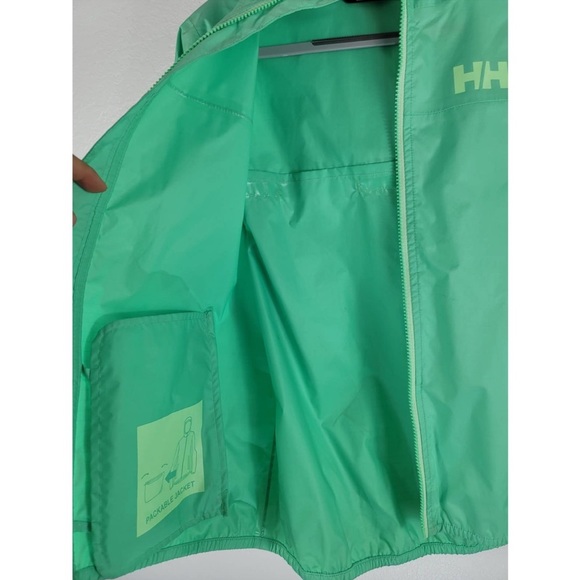 Helly Hanson Women's Mint Green Hooded Packable Rain Jacket XS - Picture 2 of 7